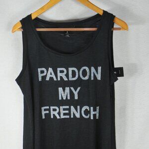 Style & Co. Pardon My French Sleeveless Woman's Tank M Black NWT